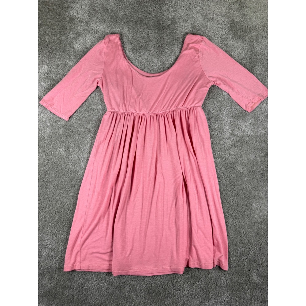 Nymphe Pink Empire Waist 3/4 Sleeve Scoop Neck Jersey Dress Made in USA